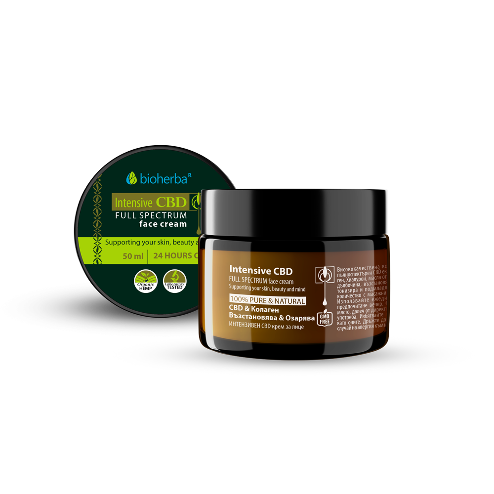 Интензивен CBD Крем за Лице с Колаген и Коноп / Intensive CBD Facial Cream – 50 мл | Здраво Тяло